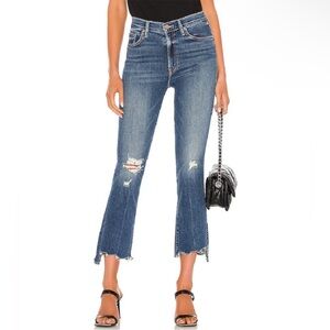 MOTHER Jeans The Insider Crop Step Chew Dancing On Coals Size 26 Blue Distressed